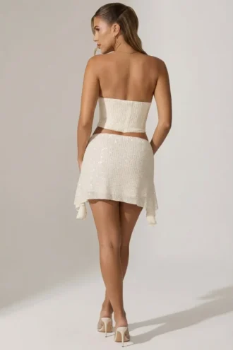 Haut corset drapé orné Sterling en blanc