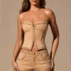 Haut corset à lacets Ailoria  en beige