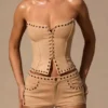 Haut corset à lacets Ailoria  en beige