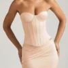 Haut corset à lacets Araminta en beige doré