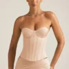 Haut corset à lacets Araminta en beige doré