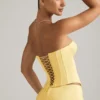 Haut corset à lacets Araminta en jaune pastel