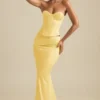 Haut corset à lacets Araminta en jaune pastel