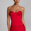 Haut corset à lacets Araminta en rouge feu