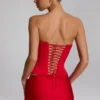 Haut corset à lacets Araminta en rouge feu