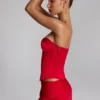 Haut corset à lacets Araminta en rouge feu