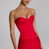 Haut corset à lacets Araminta en rouge feu