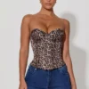 Haut corset à lacets Araminta à imprimé léopard Haut corset à lacets Araminta à imprimé léopard