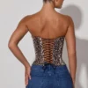Haut corset à lacets Araminta à imprimé léopard Haut corset à lacets Araminta à imprimé léopard
