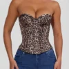 Haut corset à lacets Araminta à imprimé léopard Haut corset à lacets Araminta à imprimé léopard
