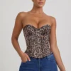 Haut corset à lacets Araminta à imprimé léopard Haut corset à lacets Araminta à imprimé léopard