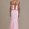 Haut corset à lacets en satin haut de gamme Elvira, couleur rose pâle Haut corset à lacets en satin haut de gamme Elvira, couleur rose pâle