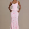 Haut corset à lacets en satin haut de gamme Elvira, couleur rose pâle Haut corset à lacets en satin haut de gamme Elvira, couleur rose pâle