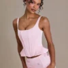 Haut corset à lacets en satin haut de gamme Elvira, couleur rose pâle Haut corset à lacets en satin haut de gamme Elvira, couleur rose pâle