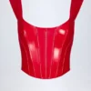 Haut corset à lacets en vinyle Lamiya, couleur rouge feu Haut corset à lacets en vinyle Lamiya, couleur rouge feu