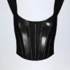 Haut corset à lacets en vinyle Lamiya, noir