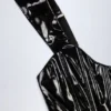 Haut corset à lacets en vinyle Lamiya, noir