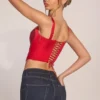 Haut corset à lacets et encolure en cœur Allure, couleur rose rouge Haut corset à lacets et encolure en cœur Allure, couleur rose rouge