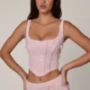 Haut corset à lacets Letitia orné, rose pâle