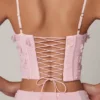 Haut corset à lacets Letitia orné, rose pâle