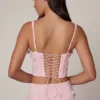 Haut corset à lacets Letitia orné, rose pâle
