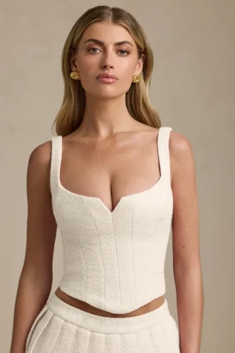 Haut corset à lacets Nami en ivoire