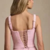 Haut corset à lacets Nami en rose pâle