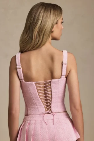 Haut corset à lacets Nami en rose pâle