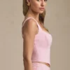 Haut corset à lacets Nami en rose pâle
