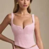 Haut corset à lacets Nami en rose pâle