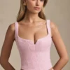 Haut corset à lacets Nami en rose pâle