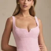 Haut corset à lacets Nami en rose pâle