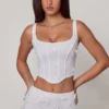 Haut corset à lacets orné Letitia en blanc Haut corset à lacets orné Letitia en blanc