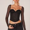 Haut corset à manches longues Zella en noir Haut corset à manches longues Zella en noir