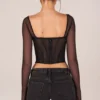 Haut corset à manches longues Zella en noir Haut corset à manches longues Zella en noir