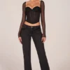 Haut corset à manches longues Zella en noir Haut corset à manches longues Zella en noir