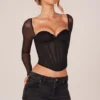 Haut corset à manches longues Zella en noir Haut corset à manches longues Zella en noir