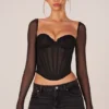 Haut corset à manches longues Zella en noir Haut corset à manches longues Zella en noir