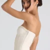 Haut corset sans bretelles à lacets et fronces Melvina, couleur ivoire Haut corset sans bretelles à lacets et fronces Melvina, couleur ivoire