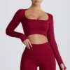 Haut court à manches longues sans coutures Super Sculpt, couleur bordeaux Haut court à manches longues sans coutures Super Sculpt, couleur bordeaux