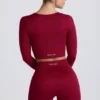 Haut court à manches longues sans coutures Super Sculpt, couleur bordeaux Haut court à manches longues sans coutures Super Sculpt, couleur bordeaux