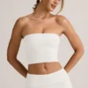 Haut court sans bretelles Verna en modal, blanc Haut court sans bretelles Verna en modal, blanc