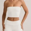 Haut court sans bretelles Verna en modal, blanc Haut court sans bretelles Verna en modal, blanc