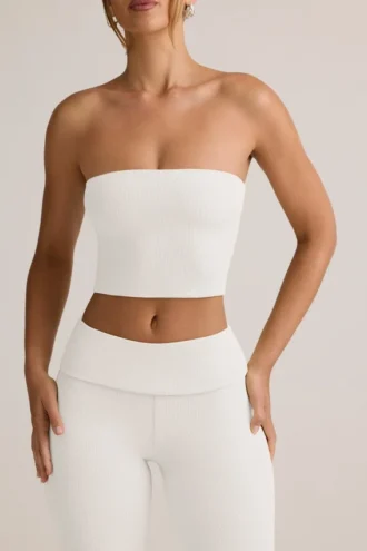 Haut court sans bretelles Verna en modal, blanc