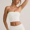 Haut court sans bretelles Verna en modal, blanc Haut court sans bretelles Verna en modal, blanc