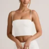 Haut court sans bretelles Verna en modal, blanc Haut court sans bretelles Verna en modal, blanc