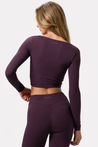 Haut court Soft Active à devant torsadé, couleur prune
