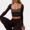 Pantalon évasé froncé Soft Active couleur espresso Pantalon évasé froncé Soft Active couleur espresso