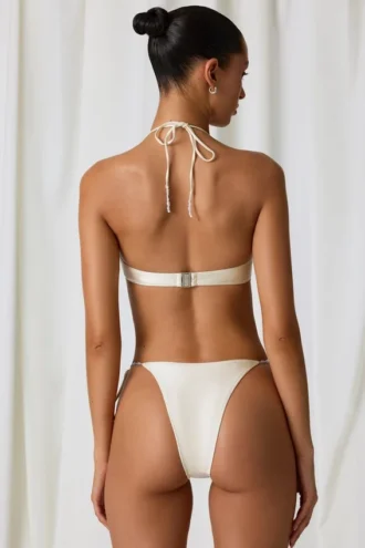 Bas de bikini chevy Lula à détails perles, couleur blanc perle