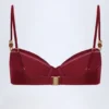 Haut de bikini à armatures froncé et orné de perles Bruny, couleur cerise foncée Haut de bikini à armatures froncé et orné de perles Bruny, couleur cerise foncée